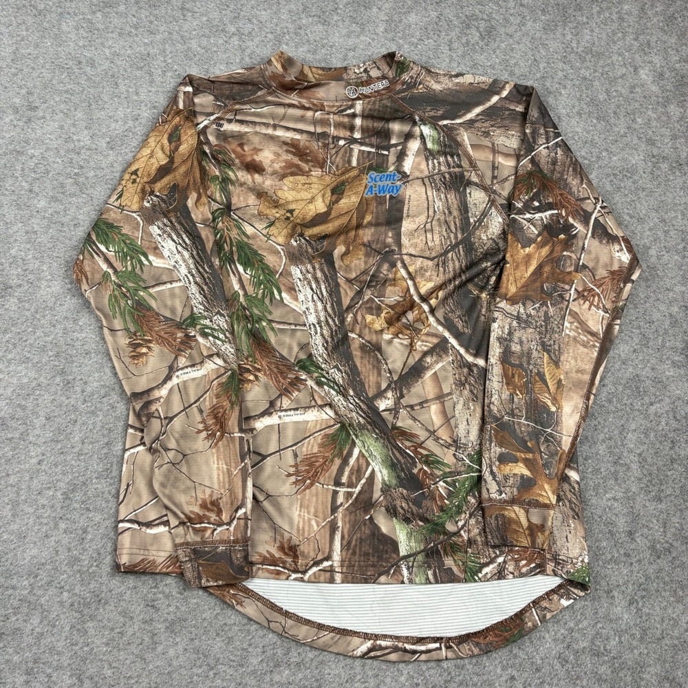 Hunters Specialties Scent-A-Way Shirt Mens XL Realtree Camo Long Sleeve Hunting